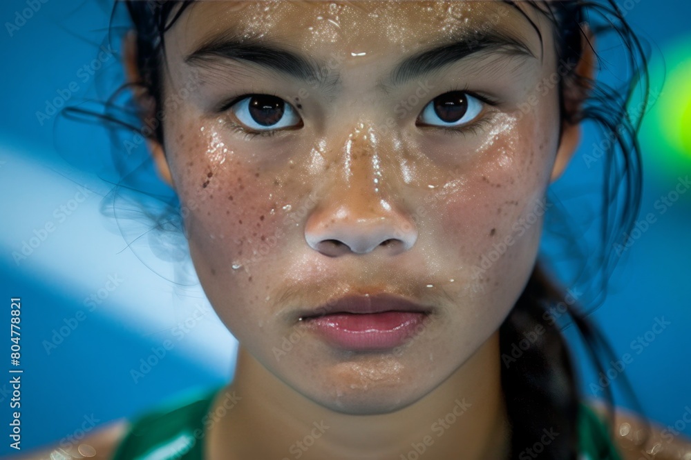 Intense focus player s determination serving at summer olympic games, capturing key sports moments Intense focus player s determination serving at summer olympic games, capturing key sports moments