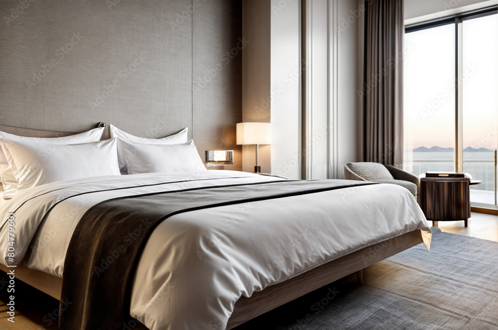 Obraz premium hotel bedroom with bed