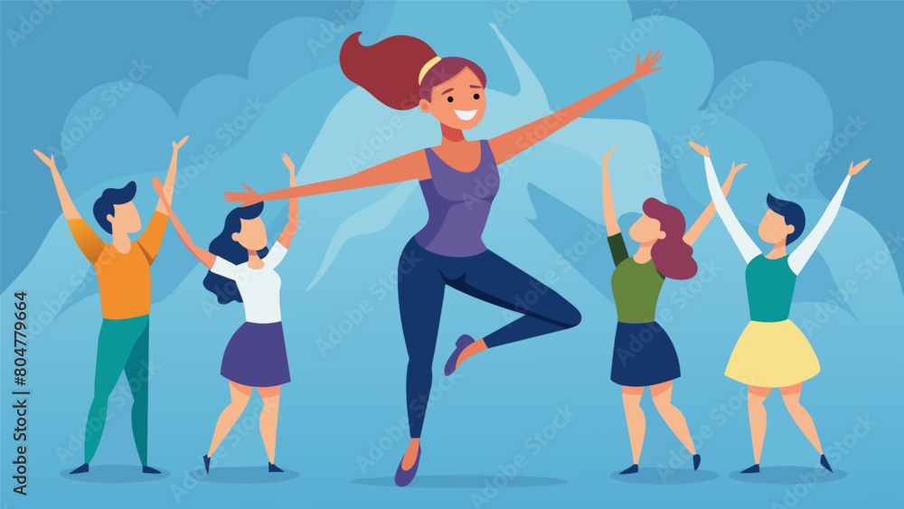 A dancer with ADHD feeling welcomed and accepted in a class that enables her to channel her energy and express herself through movement.. Vector illustration