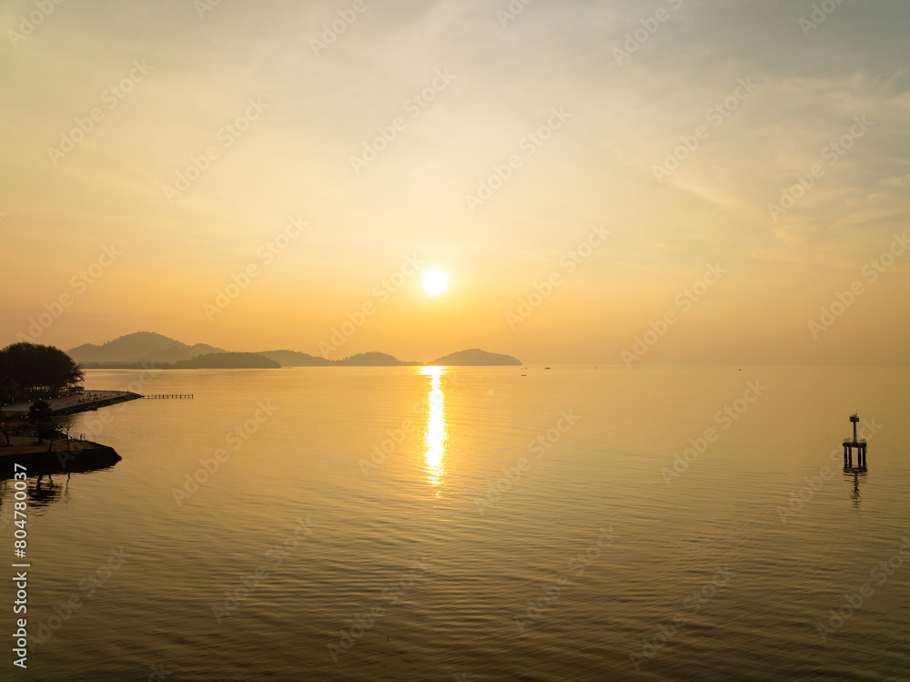 Aerial view sunset sky,Nature beautiful Light Sunset or sunrise over sea,Colorful dramatic majestic scenery sunset Sky with Amazing clouds and waves in sunset sky nature light cloud background