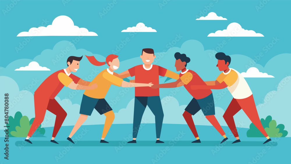 A sense of camaraderie permeates the field as each team encourages and supports one another to keep pushing on.. Vector illustration
