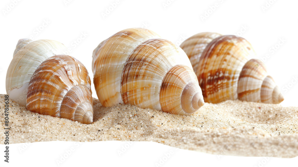 Shells of sea snail on sand on a white background. png transparent Shells of sea snail on sand on a white background. png transparent