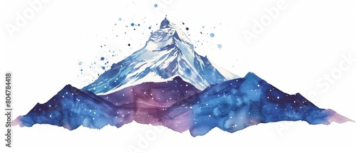A beautiful watercolor painting of a mountain range