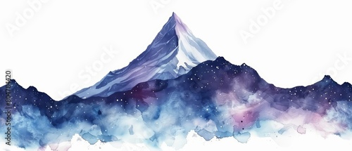 Generate a watercolor painting of a majestic mountain range