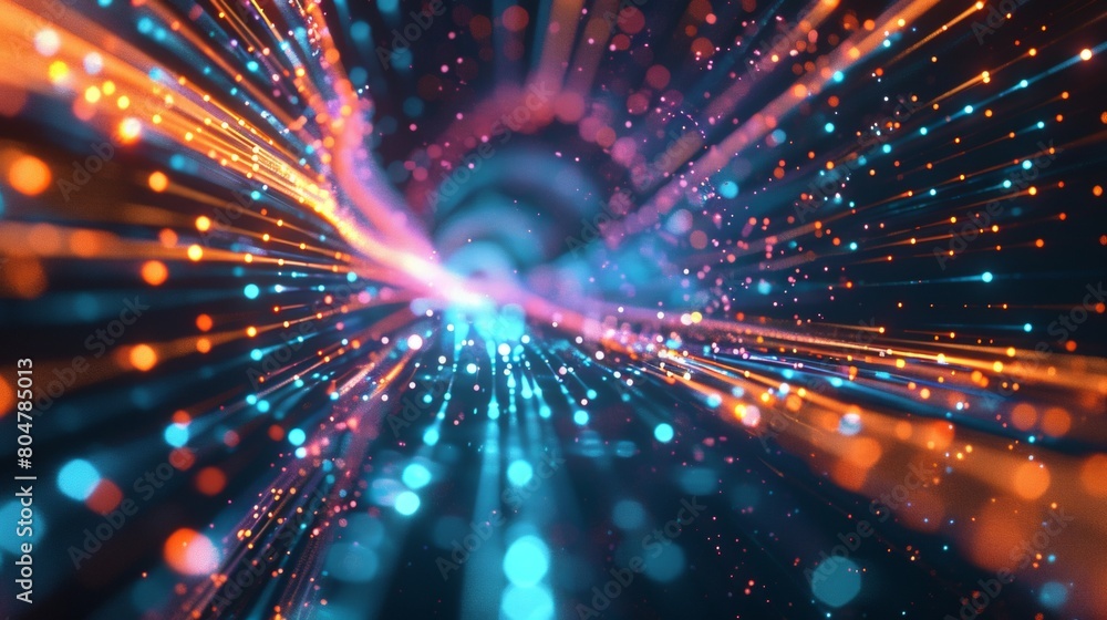 Abstract background with colorful light lines and digital technology elements, data flow concept, glowing neon vertical bars in dark space, speed motion blur effect. Abstract futuristic design element Abstract background with colorful light lines and digital technology elements, data flow concept, glowing neon vertical bars in dark space, speed motion blur effect. Abstract futuristic design element