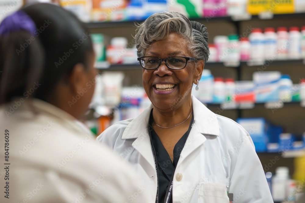 pharmacist communicating with a client pharmacist communicating with a client