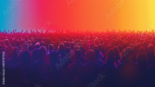 Silhouettes of a dancing crowd at a concert party music festival