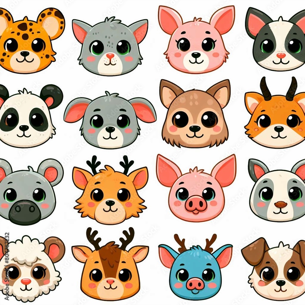  Collection of cute cartoon animals