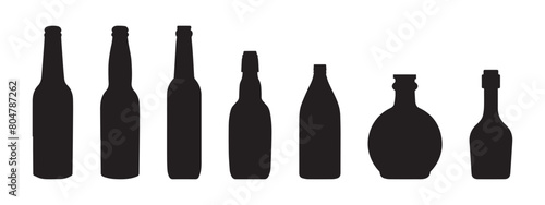 silhouette wine bottles set vector