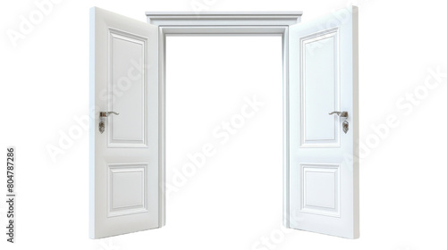 Open home door elements for open and close isolated on white png background, interior design concept
