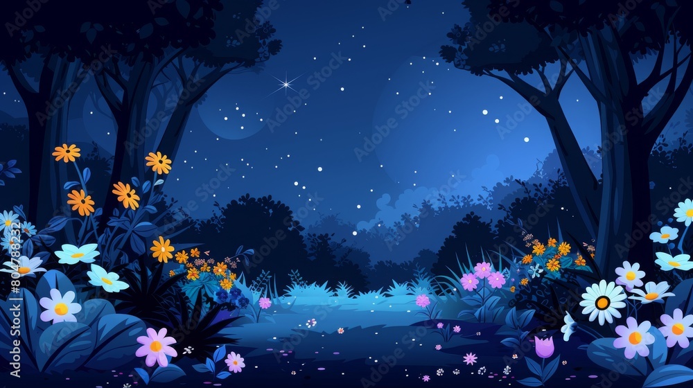 aurora view in night painting with artistic conception, fantasy illustration with night beatiful sky and milky way from garden with the moon background aurora view in night painting with artistic conception, fantasy illustration with night beatiful sky and milky way from garden with the moon background