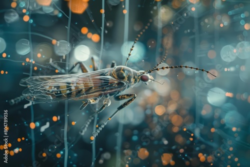 A close up cyber concept captures an entomologist using robotic insects to study real bug behaviors in a controlled environment photo