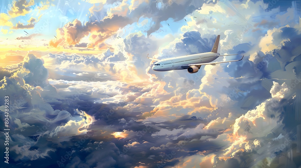 Fototapeta premium plane on cloud