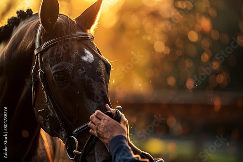 A beautiful portrait of a horse in the golden hour