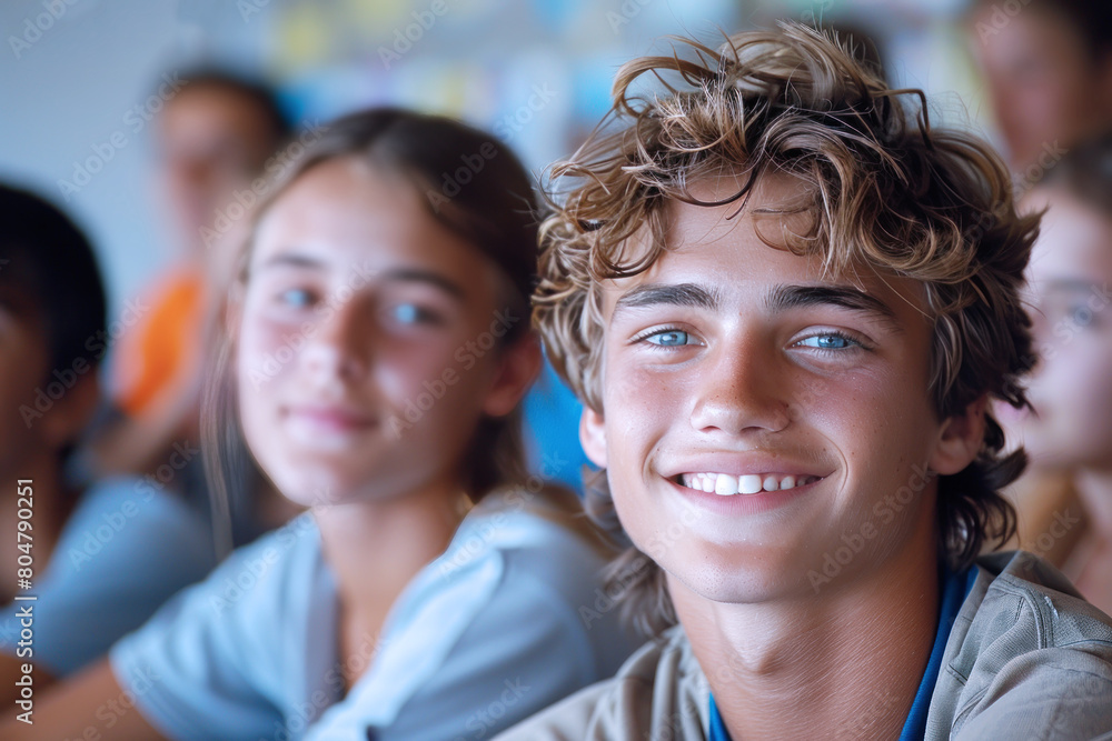 Australian high school students study in classroom, teenagers education