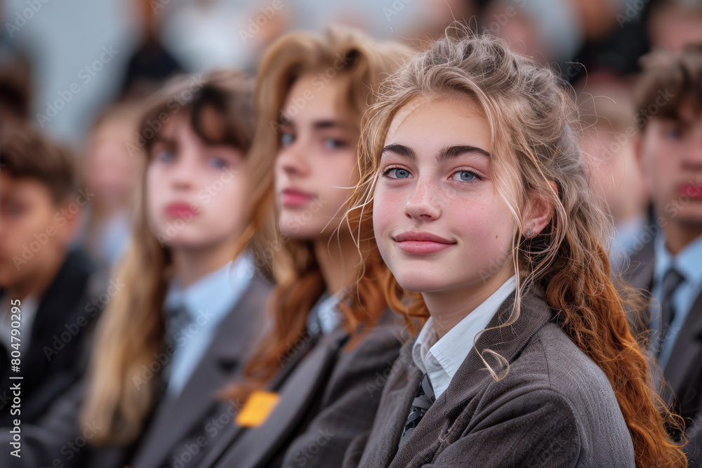 Obraz premium British high school students study in classroom, teenagers education