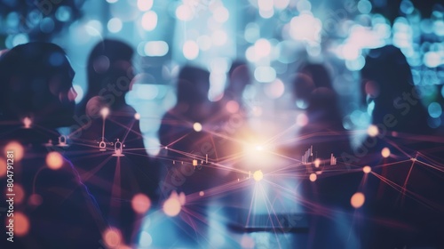 Tech leaders convene to discuss the ethical implications of AI in decisionmaking processes, Sharpen close up business hitech concept with blur background photo