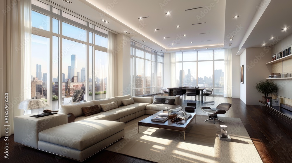 Interior of modern living room designed by AI Interior of modern living room designed by AI