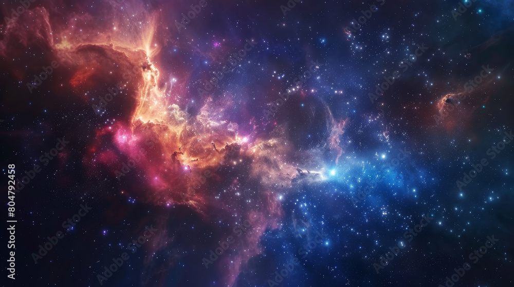 Fototapeta premium A cosmic tapestry Nebulae s radiant embrace in the infinite void