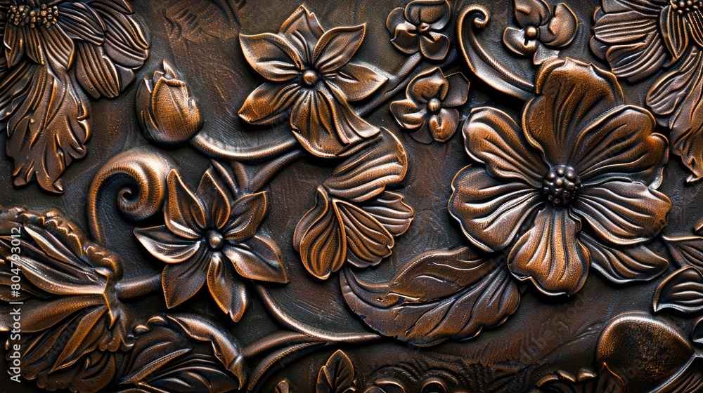 Luxuriate in the tactile beauty of leather texture with embossed floral patterns, a timeless and elegant touch. Ai Generated. Luxuriate in the tactile beauty of leather texture with embossed floral patterns, a timeless and elegant touch. Ai Generated.