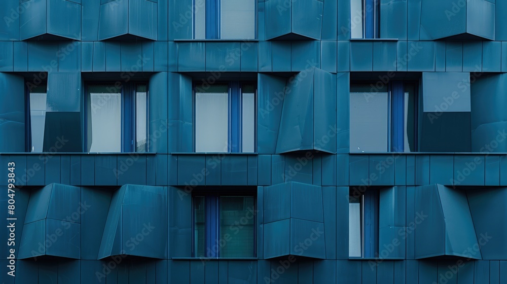 Geometric shapes create an intriguing pattern on a building facade, Ai Generated. Geometric shapes create an intriguing pattern on a building facade, Ai Generated.