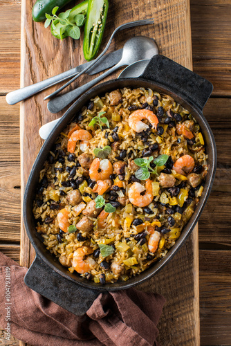 Spicy Homemade Cajun Jambalaya with Sausage and Shrimp