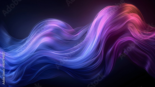 Abstract colorful artwork with purple hues on a black background that is protected by a transparent layer. photo