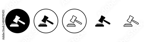 Gavel icon set. judge gavel icon vector. law icon vector. auction hammer