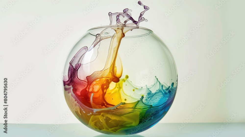 Fluid colors swirl and swoosh within a transparent orb, Ai Generated. Fluid colors swirl and swoosh within a transparent orb, Ai Generated.