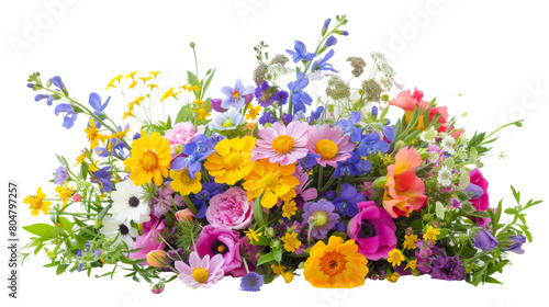 Fotografie Flower arrangement or bouquet colorful spring flowers isolated on white background