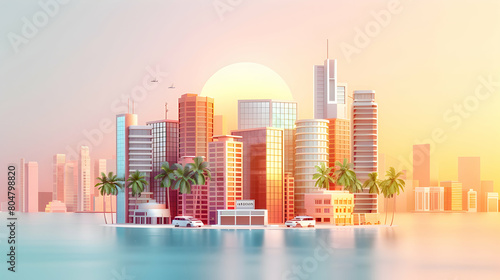 Sunset Hideaway - An Urban Escape  3D Business Flat Icons