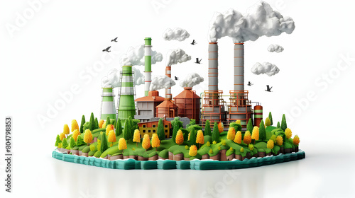 3D Cartoon Icon: Introducing Carbon Credit Programs for Businesses - Earn Credits for Reducing CO2 Emissions and Trade in Compliance with Environmental Regulations photo