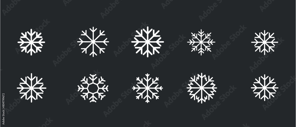 Vector collection of twelve unique snowflakes icons symbol Vector collection of twelve unique snowflakes icons symbol