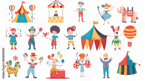 Kids Zone banner design big set Children Circus flowchart Colorful logos Vector illustration Isolated on white background