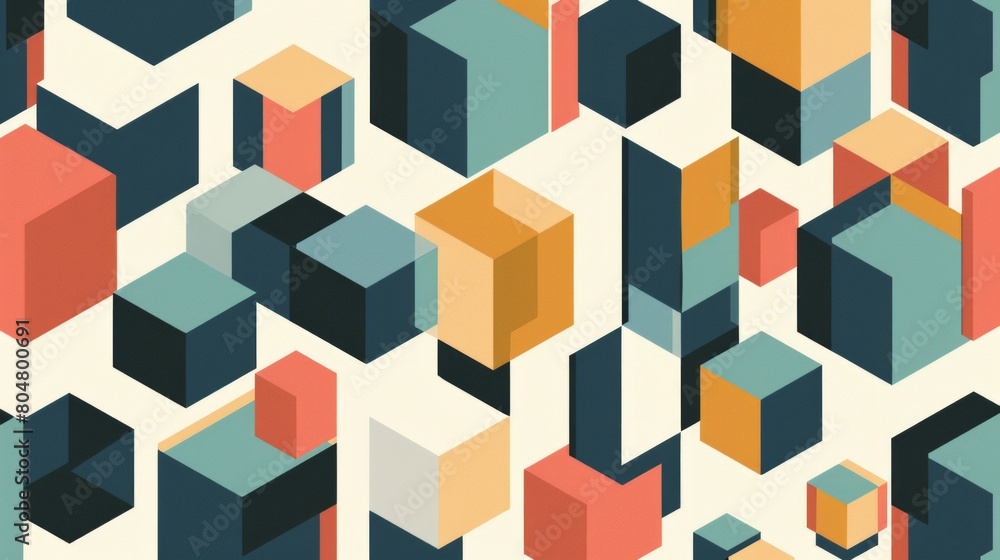 Abstract artwork: Kaleidoscope of cubes and squares in vibrant hues. Visual delight and imaginative exploration. Abstract artwork: Kaleidoscope of cubes and squares in vibrant hues. Visual delight and imaginative exploration.