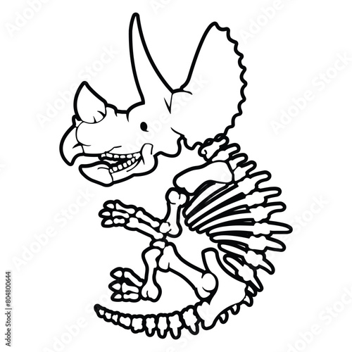 Triceratops skeleton. Ornithischian prehistoric dinosaur