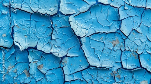 Captivating blue wall with visible cracks and holes. A juxtaposition of strength and vulnerability.