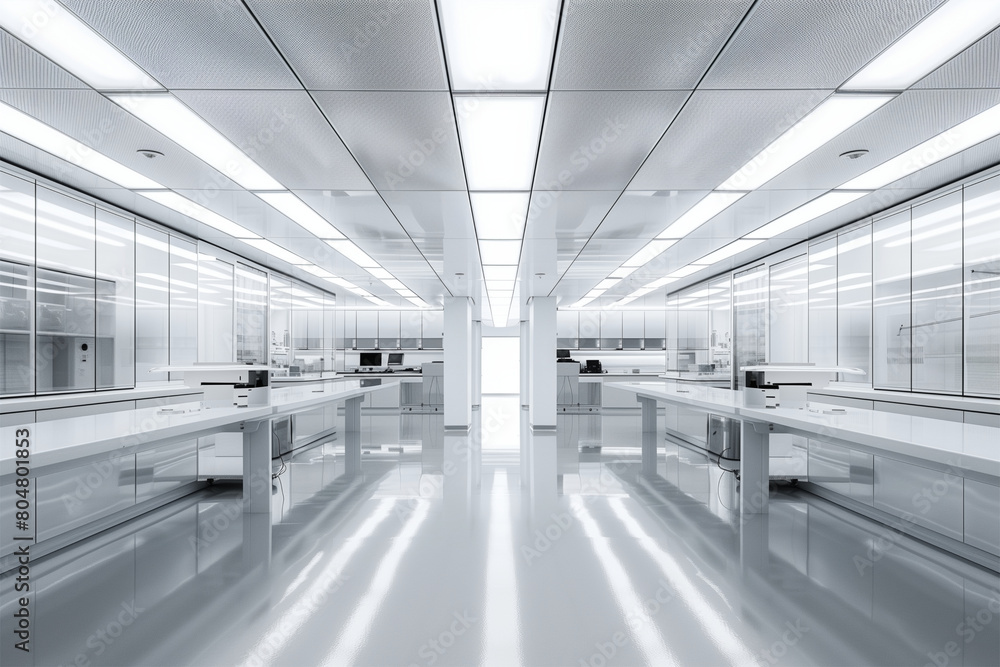 Ultra-Modern Scientific Research Laboratory with Sleek White Interior Ultra-Modern Scientific Research Laboratory with Sleek White Interior