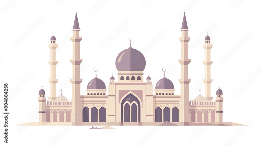 An illustration of a majestic mosque with minarets and domes