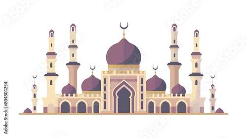 An elegant illustration of a mosque with multiple minarets and domes photo