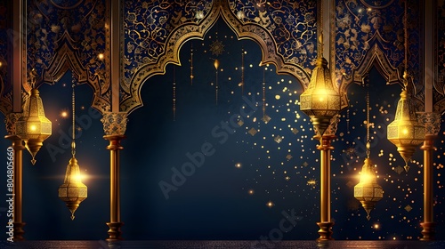 Islamic background - Majestic Arabian nights with ornate lanterns and mystical glows