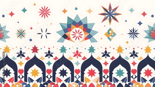 Islamic pattern - Colorful geometric patterns with a festive vibe