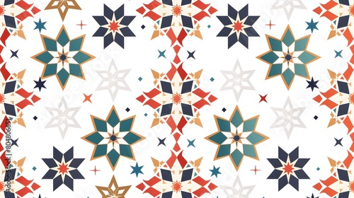 Islamic pattern - Colorful geometric star pattern on a clean background