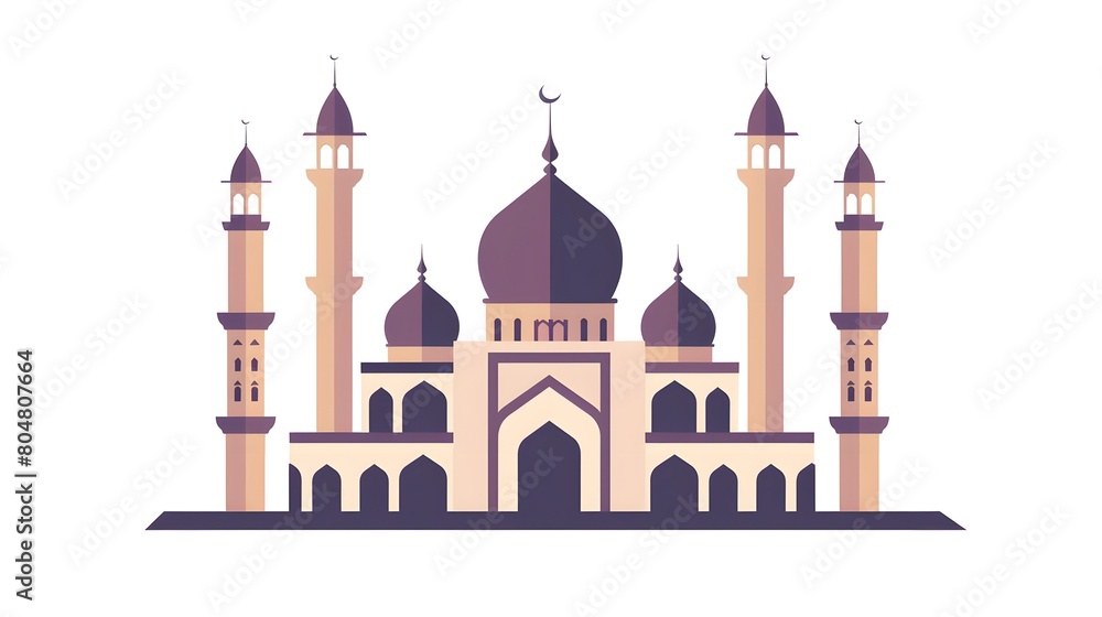 Stylized illustration of a majestic mosque with minarets