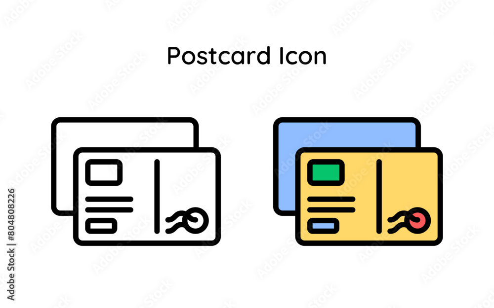 Postcard icon line and line color style. Postcard icon line and line color style.