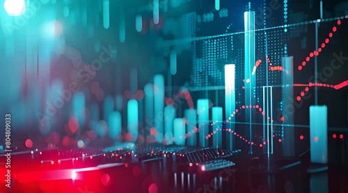 Business stock market graph and bar chart increasing upwards. photo