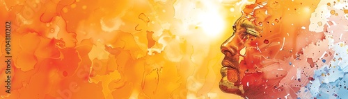 heat stroke, severe heat stroke. watercolor illustration