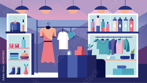 A clothing store implementing a sensoryfriendly hour where the overwhelming scents of perfumes and colognes are not sprayed.. Vector illustration