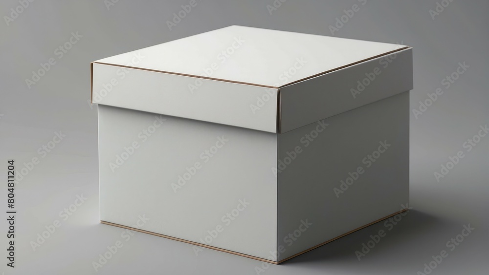 Minimalistic white cardboard box on a neutral background Minimalistic white cardboard box on a neutral background