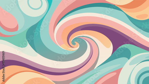 A soothing abstract art piece featuring a blend of pastel colors in soft swirling patterns..